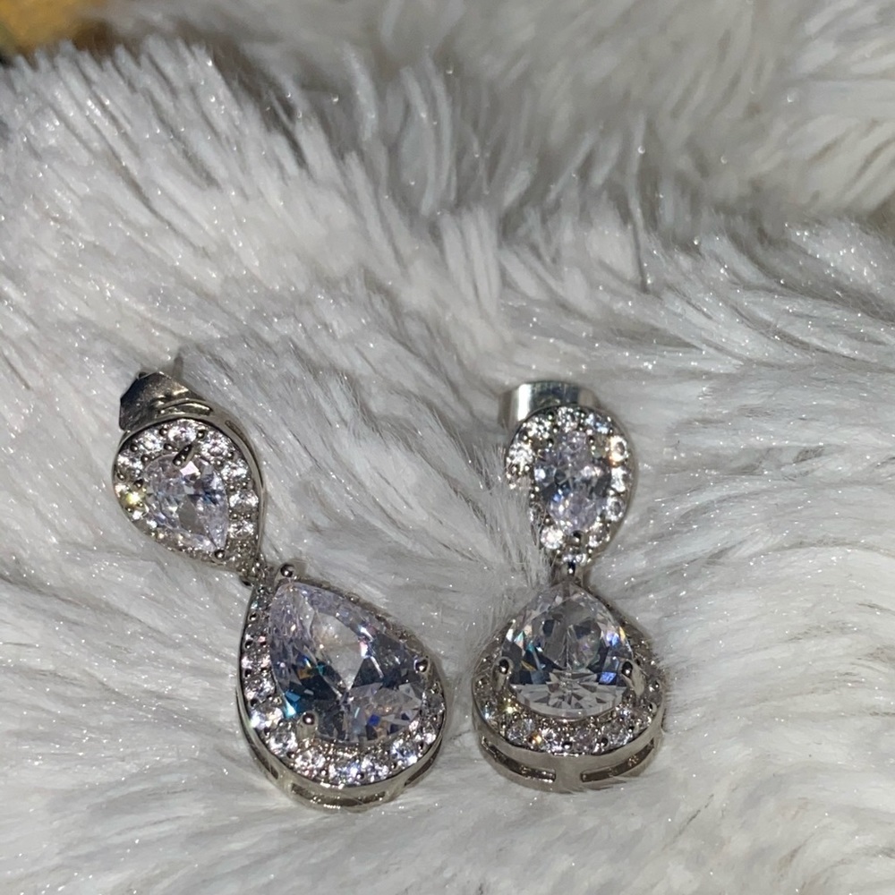 silver crystal earrings